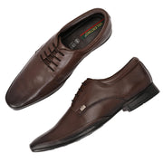 Men Premium Leather Brown Lace-Up Formal Derby Shoes (California-70-Brown)