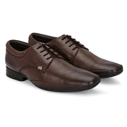 Men Premium Leather Brown Lace-Up Formal Derby Shoes (California-70-Brown)
