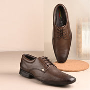 Men Premium Leather Brown Lace-Up Formal Derby Shoes (California-70-Brown)