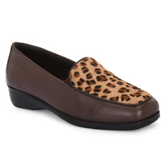 Women Premium Leather Slip On Formal Shoes (W-MICHELLE-15-BROWN)