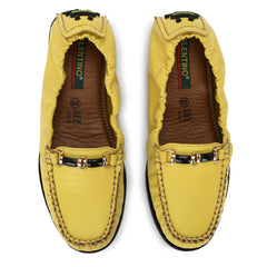 Women Premium Leather Yellow Formal Slip On Flexible Loafer (W-Jenia-08-Yellow)