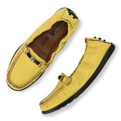 Women Premium Leather Yellow Formal Slip On Flexible Loafer (W-Jenia-08-Yellow)