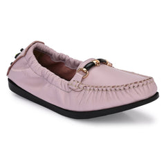 Women Premium Leather Pink Formal Slip On Flexible Loafer (W-Jenia-08-Pink)