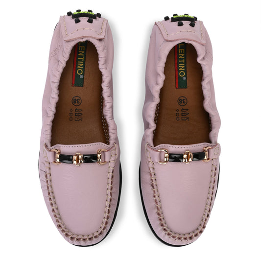 Women Premium Leather Pink Formal Slip On Flexible Loafer (W-Jenia-08-Pink)