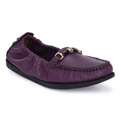 Women Premium Leather Purple Formal Slip On Flexible Loafer (W-Jenia-08-Purple)