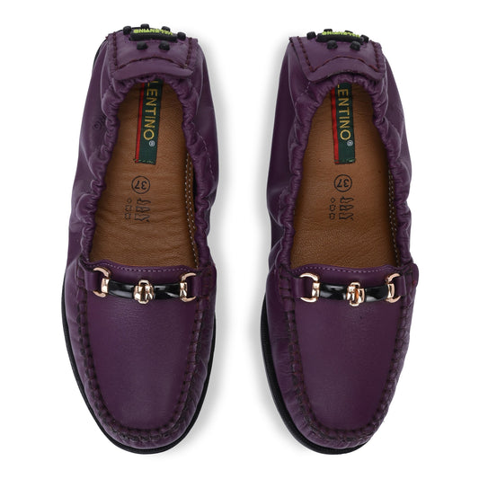 Women Premium Leather Purple Formal Slip On Flexible Loafer (W-Jenia-08-Purple)