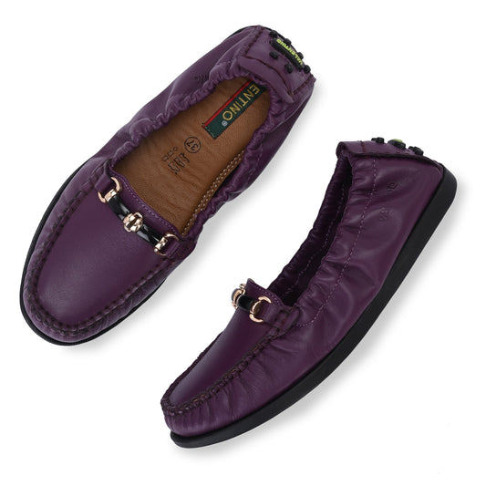 Women Premium Leather Purple Formal Slip On Flexible Loafer (W-Jenia-08-Purple)