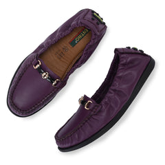 Women Premium Leather Purple Formal Slip On Flexible Loafer (W-Jenia-08-Purple)