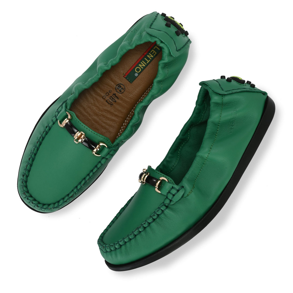 Women Premium Leather Neon Green Formal Slip On Flexible Loafer (W-Jenia-08-NeonGreen)