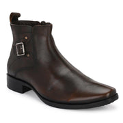 Men Premium Leather Pine Formal Ankle Zipper Boot (DareDevil-85-Pine)