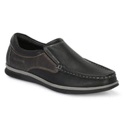 Men Premium Leather Black Slip On Casual Shoes (Fascinate-02-Black)