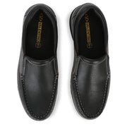 Men Premium Leather Black Slip On Casual Shoes (Fascinate-02-Black)