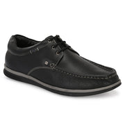 Men Premium Leather Black Casual Derby Shoes (Fascinate-55-Black)