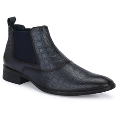 INDUS-85 MEN LEATHER BLUE FORMAL BOOT ANKLE ZIPPER