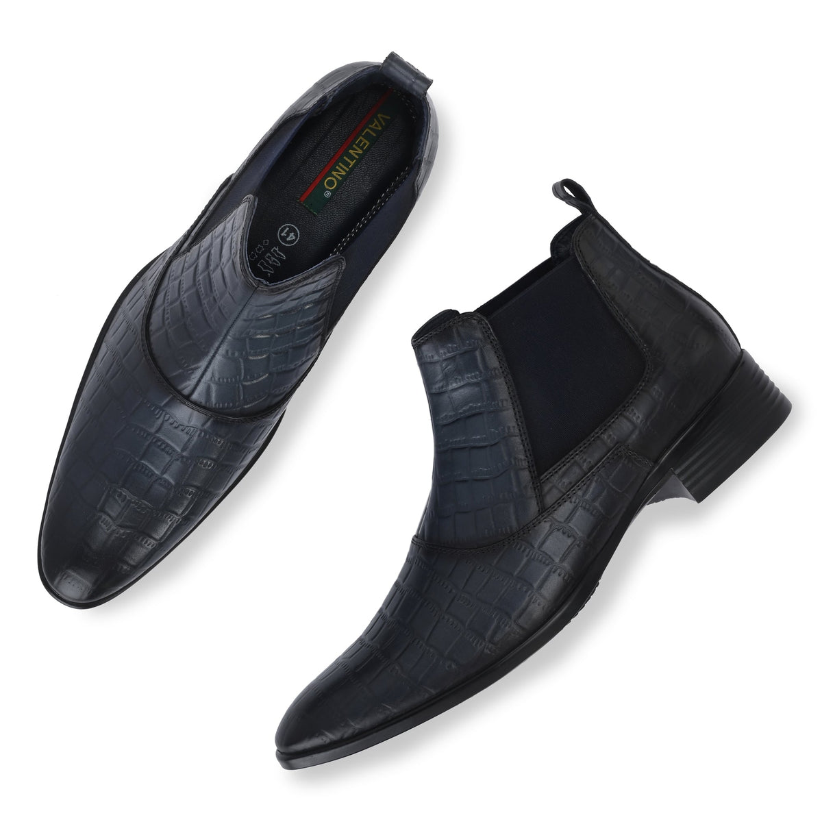 Men Premium Leather Blue Formal Chelsea Boot (Indus-85)