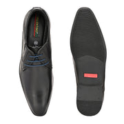 Men Premium Leather Black Lace-Up Formal Derby Shoes (Victor-58-Black)
