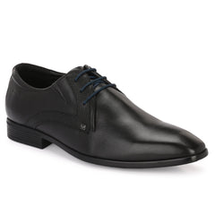 Men Premium Leather Black Lace-Up Formal Derby Shoes (Punj-58)