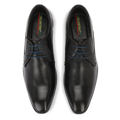 Men Premium Leather Black Lace-Up Formal Derby Shoes (Punj-58)