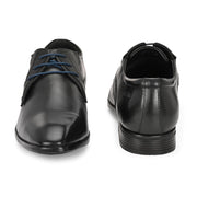 Men Premium Leather Black Lace-Up Formal Derby Shoes (Victor-58-Black)