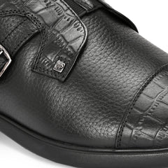 Men Premium Leather Black Slip-On Formal Shoes (Kronox-81-Black)