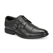 Men Premium Leather Black Slip-On Formal Shoes (Joyland-81-Black)