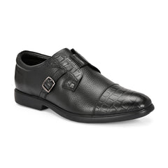 Men Premium Leather Black Slip-On Formal Shoes (Kronox-81-Black)