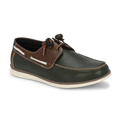 West Port Men Premium Leather Boat Shoes (Danial-66-Olive-Tan)