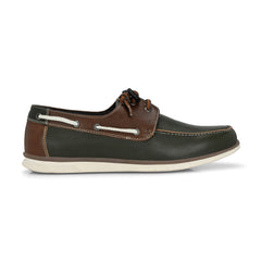 West Port Men Premium Leather Boat Shoes (Danial-66-Olive-Tan)