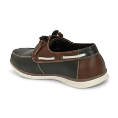 West Port Men Premium Leather Boat Shoes (Danial-66-Olive-Tan)