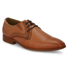 Men Premium Leather Tan Lace-Up Formal Derby Shoes (Punj-58)