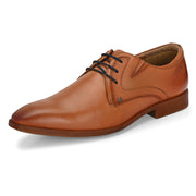 Men Premium Leather Tan Lace-Up Formal Derby Shoes (Victor-58-Tan)