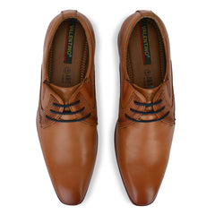 Men Premium Leather Tan Lace-Up Formal Derby Shoes (Punj-58)