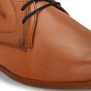 Men Premium Leather Tan Lace-Up Formal Derby Shoes (Victor-58-Tan)