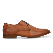 Men Premium Leather Tan Lace-Up Formal Derby Shoes (Victor-58-Tan)
