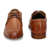 Men Premium Leather Tan Lace-Up Formal Derby Shoes (Victor-58-Tan)