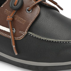 West Port Men Premium Leather Boat Shoes (Danial-66-Black-Tan)