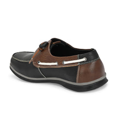 West Port Men Premium Leather Boat Shoes (Danial-66-Black-Tan)