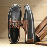 West Port Men Premium Leather Boat Shoes (Fascinate-66-Black-Tan)
