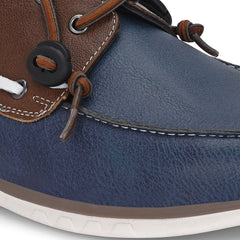 West Port Men Premium Leather Boat Shoes (Danial-66-Blue-Tan)