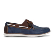 West Port Men Premium Leather Boat Shoes (Fascinate-66-Blue-Tan)