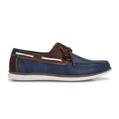 West Port Men Premium Leather Boat Shoes (Danial-66-Blue-Tan)