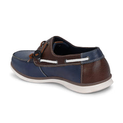 West Port Men Premium Leather Boat Shoes (Danial-66-Blue-Tan)