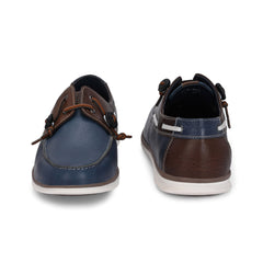 West Port Men Premium Leather Boat Shoes (Danial-66-Blue-Tan)