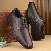 Men Premium Leather Lace-Up Formal Derby Shoes (Gateway-52-Brushoff)