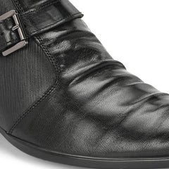 Men Premium Leather Black Formal Ankle Zipper Boot (Indus-75-Black)