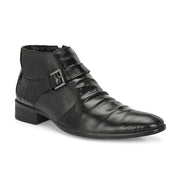 Men Premium Leather Black Formal Ankle Side Zipper Boot (Pride-75-Black)