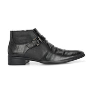 Men Premium Leather Black Formal Ankle Side Zipper Boot (Pride-75-Black)