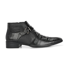 Men Premium Leather Black Formal Ankle Zipper Boot (Indus-75-Black)