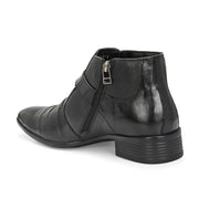 Men Premium Leather Black Formal Ankle Side Zipper Boot (Pride-75-Black)
