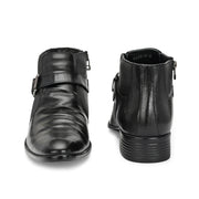 Men Premium Leather Black Formal Ankle Side Zipper Boot (Pride-75-Black)